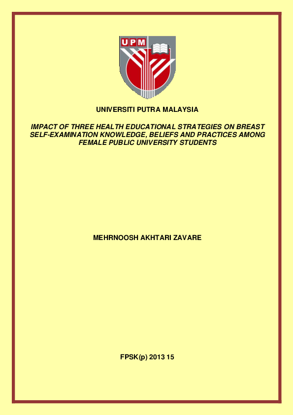 (PDF) Impact of three health educational strategies on breast self ...