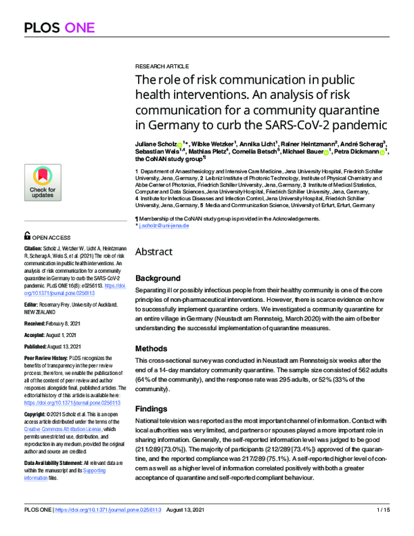 (PDF) The role of risk communication in public health interventions. An ...