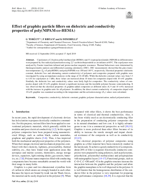 (PDF) Effect of graphite particle fillers on dielectric and ...