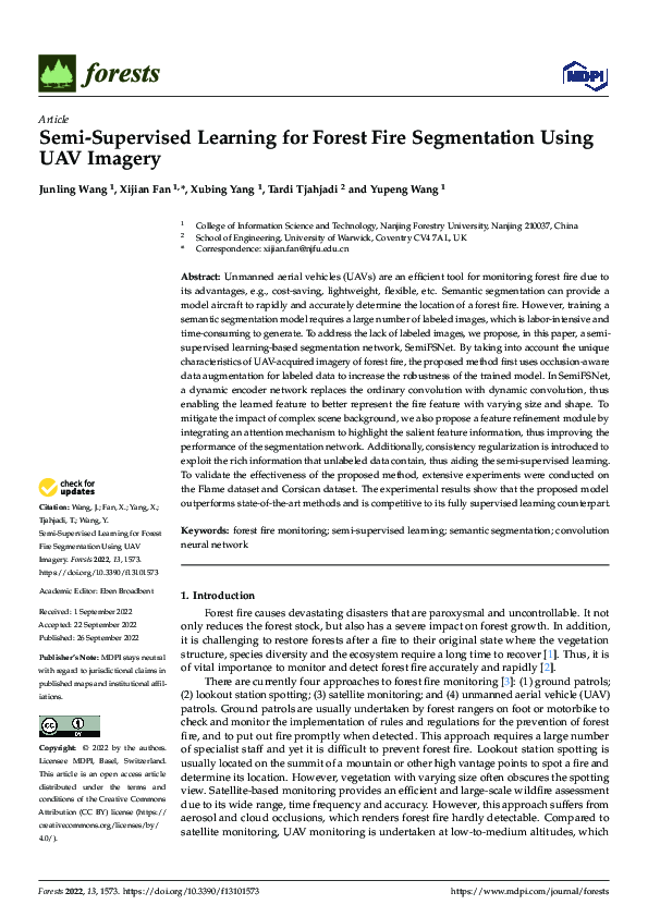 (PDF) Semi-Supervised Learning for Forest Fire Segmentation Using UAV ...