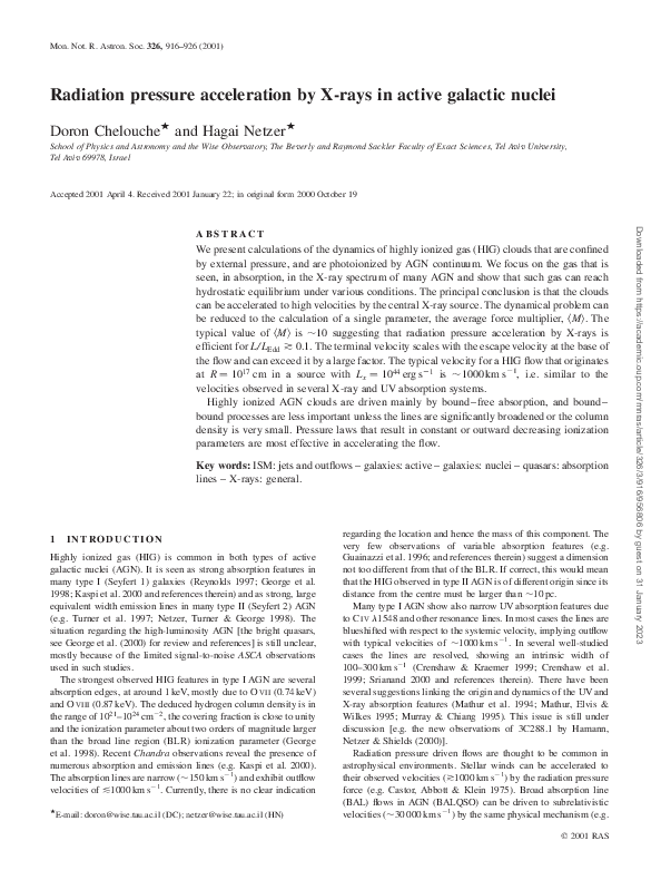 (PDF) Radiation pressure acceleration by X-rays in active galactic nuclei