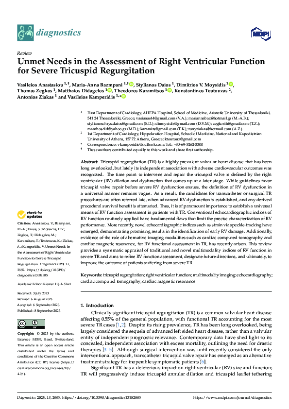 (PDF) Unmet Needs in the Assessment of Right Ventricular Function for ...