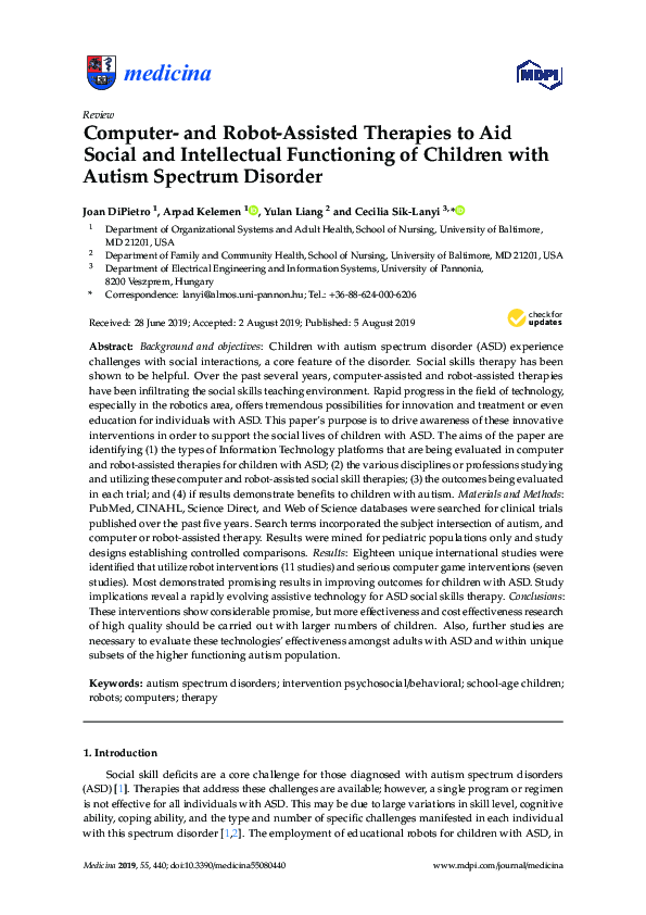 (PDF) Computer- and Robot-Assisted Therapies to Aid Social and ...