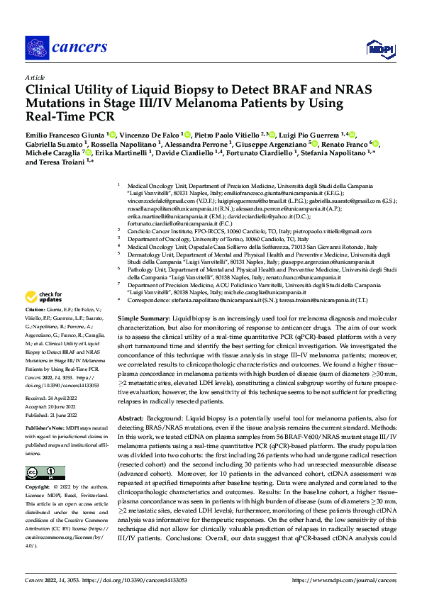 (PDF) Clinical Utility of Liquid Biopsy to Detect BRAF and NRAS ...