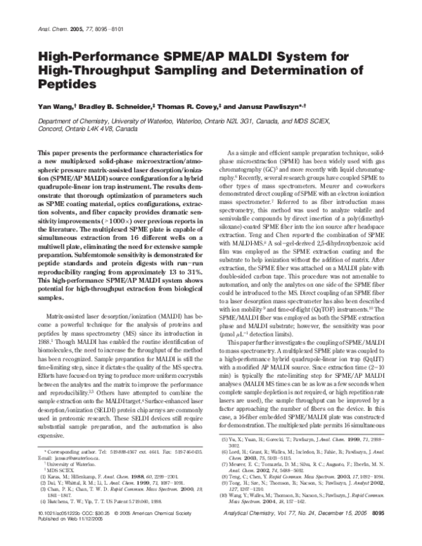 (PDF) High-Performance SPME/AP MALDI System for High-Throughput ...