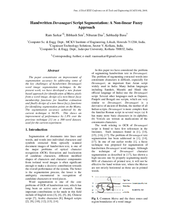 (PDF) Handwritten Devanagari Script Segmentation: A non-linear Fuzzy ...