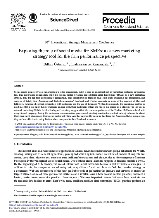 (PDF) Exploring the role of social media for SMEs: as a new marketing ...