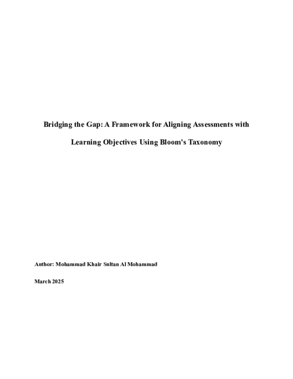 (PDF) Bridging the Gap: A Framework for Aligning Assessments with ...