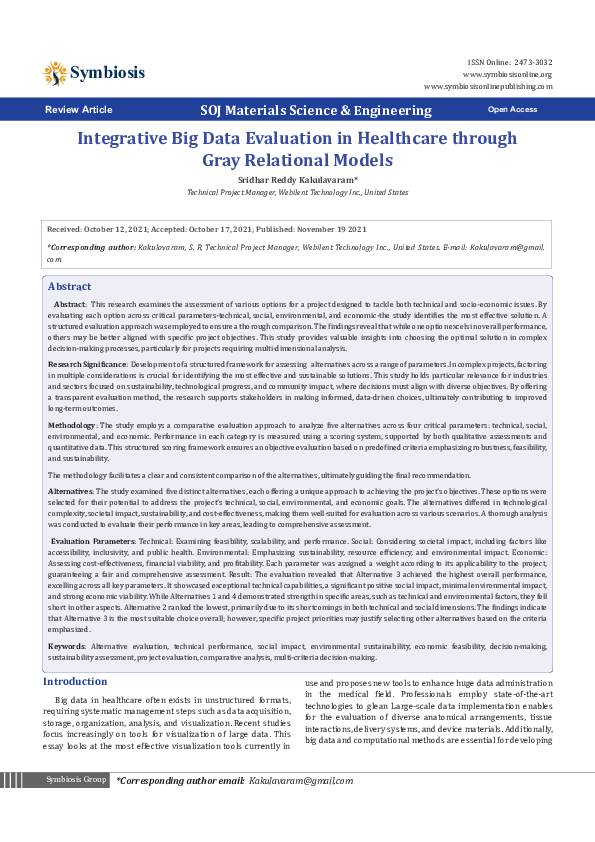 (PDF) Integrative Big Data Evaluation in Healthcare through Gray ...