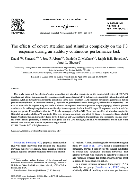 (PDF) The effects of covert attention and stimulus complexity on the P3 ...