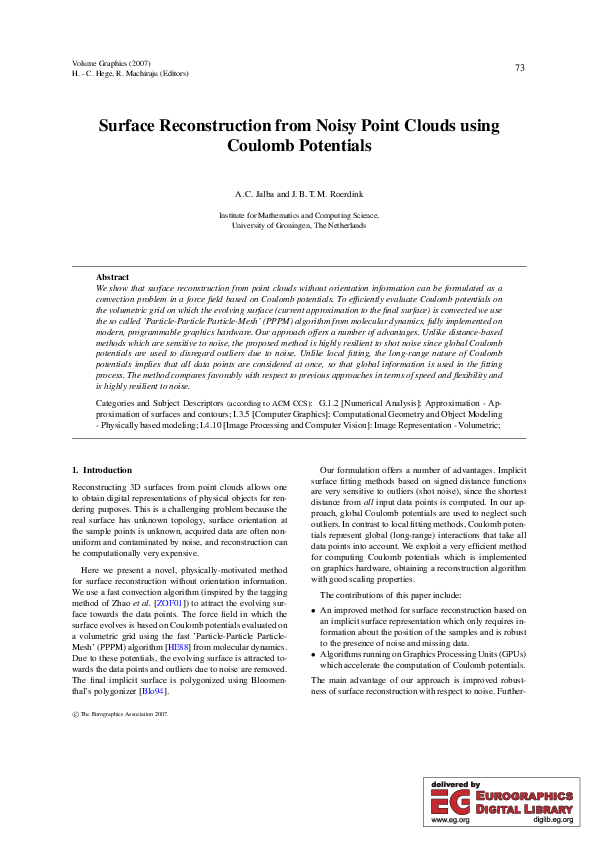 (PDF) Surface reconstruction from noisy point clouds using coulomb ...