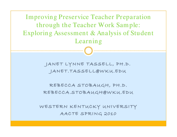 (PDF) Improving Preservice Teacher Preparation through the Teacher Work ...