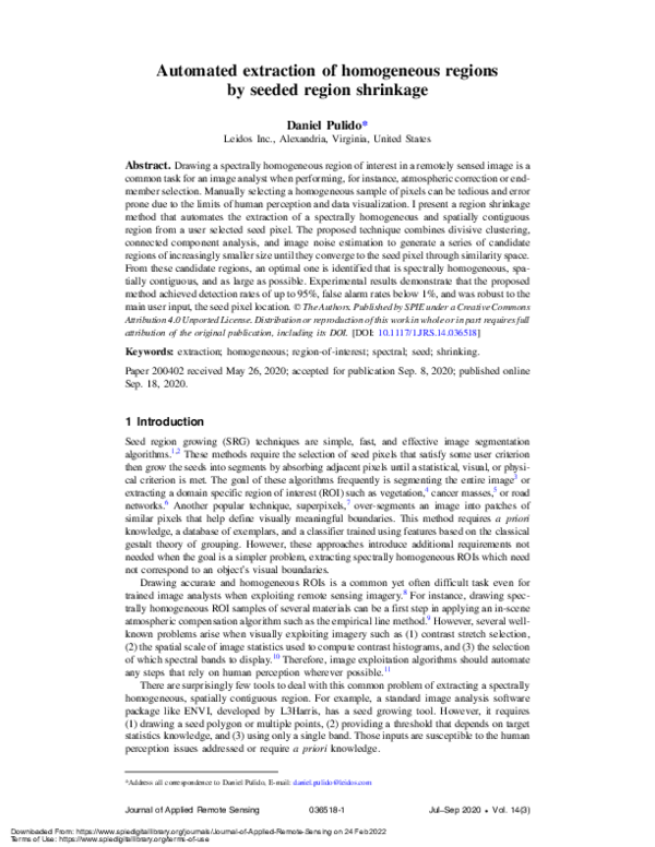 (PDF) Automated extraction of homogeneous regions by seeded region ...