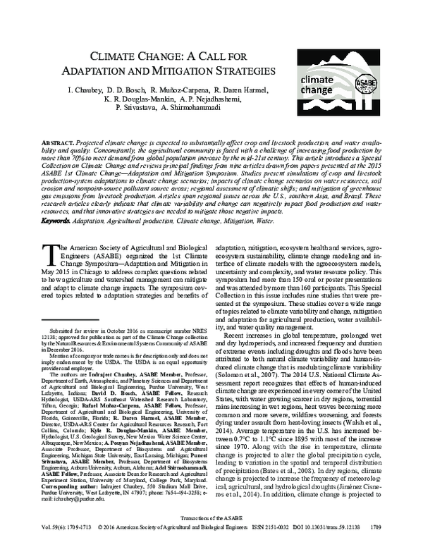 (PDF) Climate Change: A Call for Adaptation and Mitigation Strategies