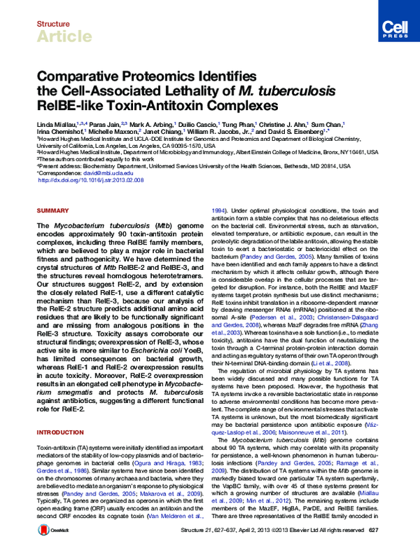 (PDF) Comparative Proteomics Identifies the Cell-Associated Lethality ...