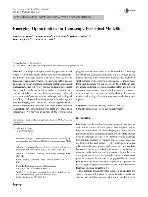 (PDF) Emerging Opportunities for Landscape Ecological Modelling