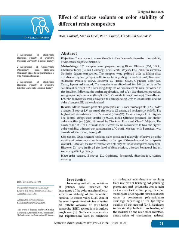 (PDF) Effect of surface sealants on color stability of different resin ...
