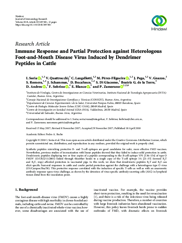 (PDF) Immune Response and Partial Protection against Heterologous Foot ...