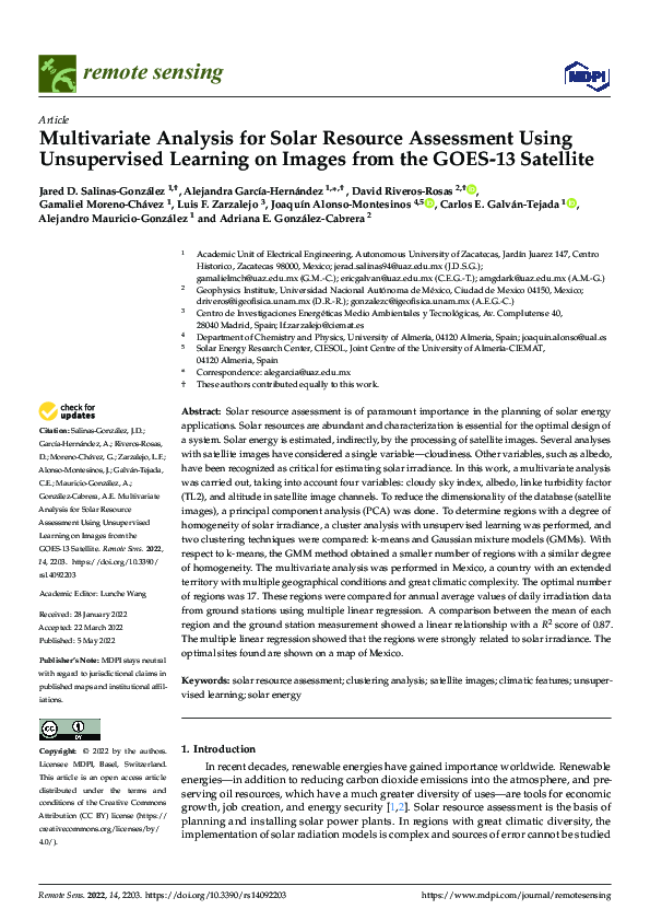(PDF) Multivariate Analysis for Solar Resource Assessment Using ...