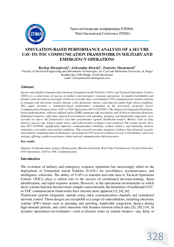 (PDF) SIMULATION-BASED PERFORMANCE ANALYSIS OF A SECURE UAV-TO-TOC ...