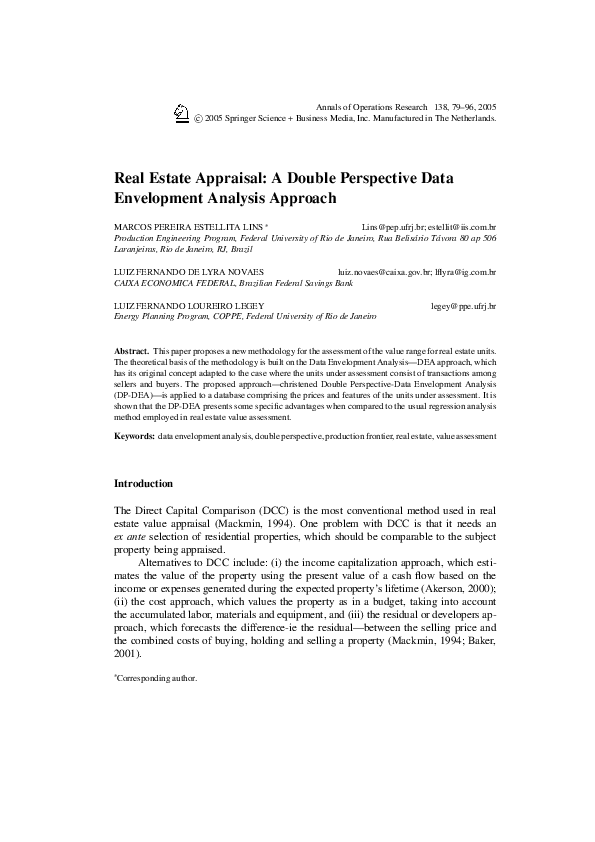 (PDF) Real Estate Appraisal: A Double Perspective Data Envelopment ...
