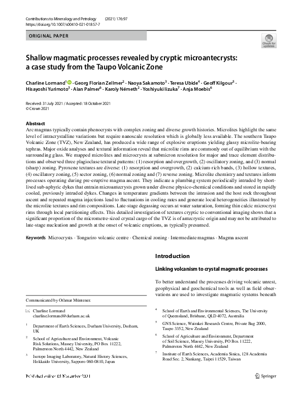 (PDF) Shallow magmatic processes revealed by cryptic microantecrysts: a ...