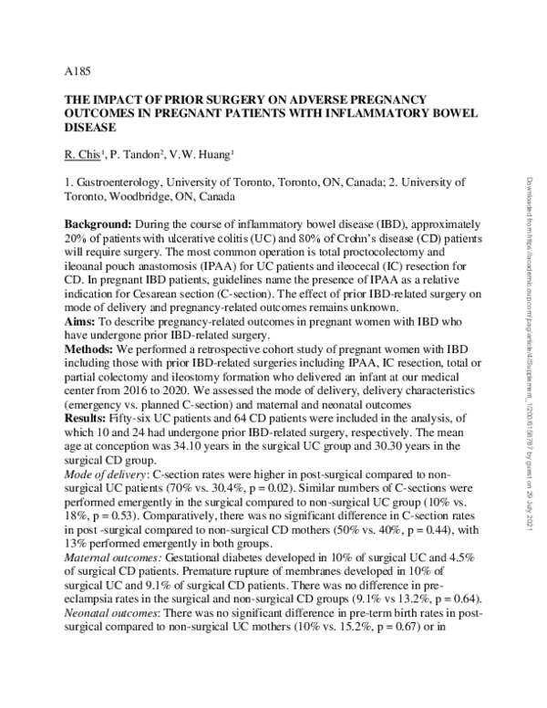 (PDF) A185 the Impact of Prior Surgery on Adverse Pregnancy Outcomes in ...