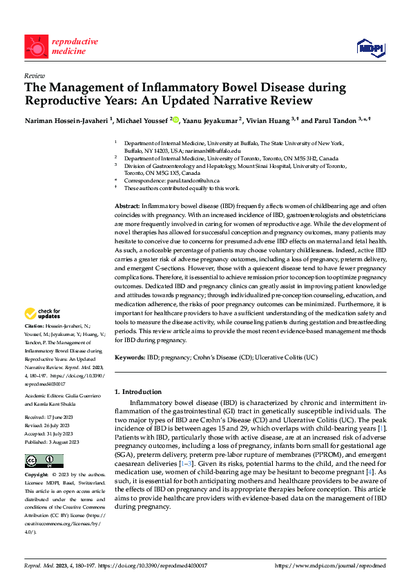 (PDF) The Management of Inflammatory Bowel Disease during Reproductive ...