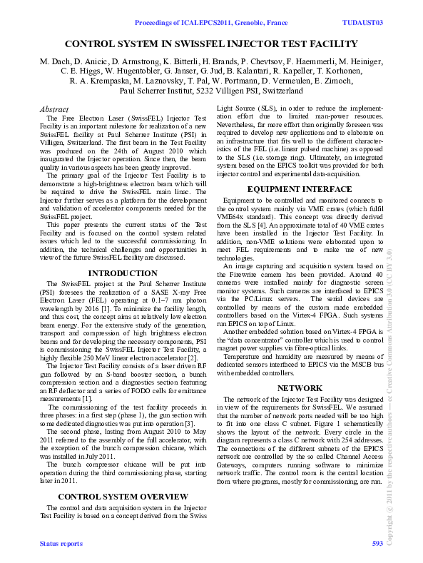 (PDF) Control System in Swissfel Injector Test Facility