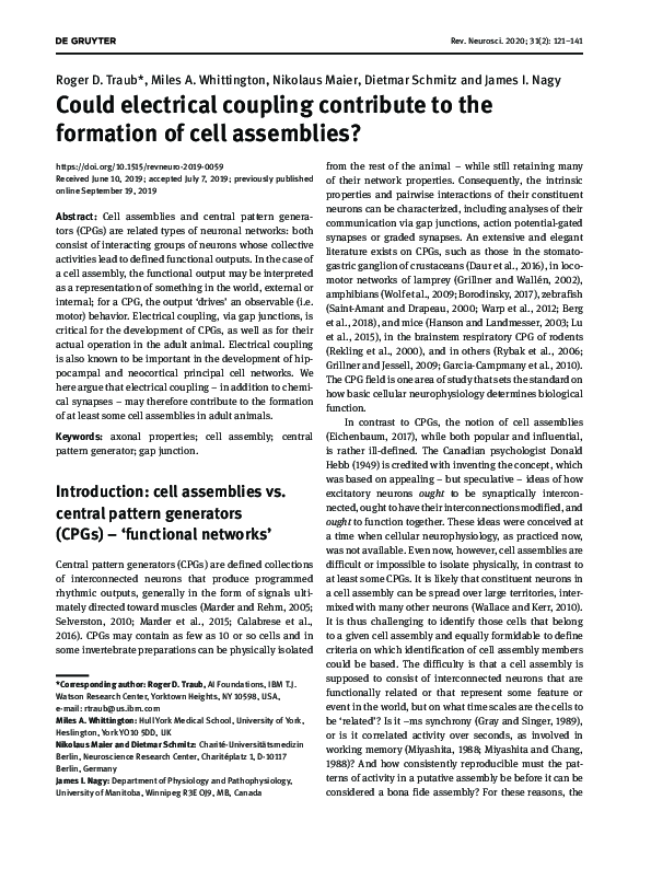 (PDF) Could electrical coupling contribute to the formation of cell ...