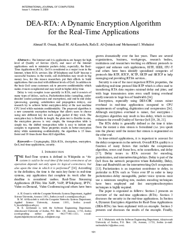 (PDF) DEA-RTA: A Dynamic Encryption Algorithm for the Real-Time ...