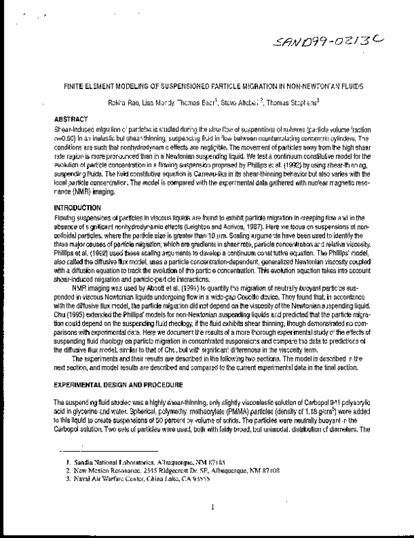 (PDF) Finite Element Modeling of Suspensioned Particle Migration in Non ...