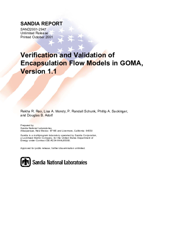(PDF) Verification and Validation of Encapsulation Flow Models in GOMA ...