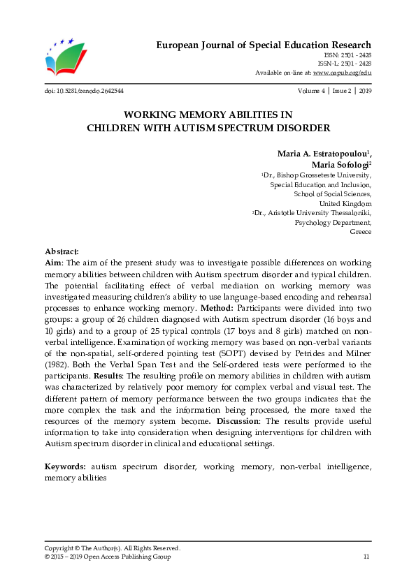 (PDF) European Journal of Special Education Research