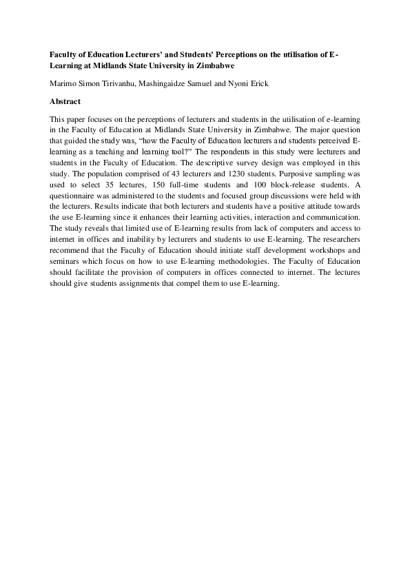 (PDF) Faculty of education lecturers’ and students’ perceptions on the ...