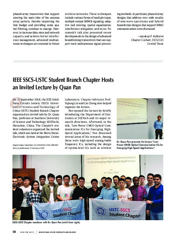 (PDF) IEEE SSCS-USTC Student Branch Chapter Hosts an Invited Lecture by ...