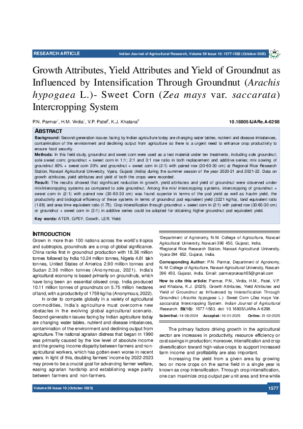 (PDF) Growth Attributes, Yield Attributes and Yield of Groundnut as ...
