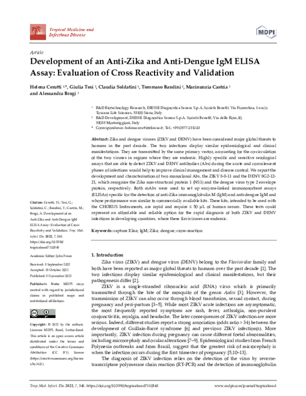 (PDF) Development of an Anti-Zika and Anti-Dengue IgM ELISA Assay ...