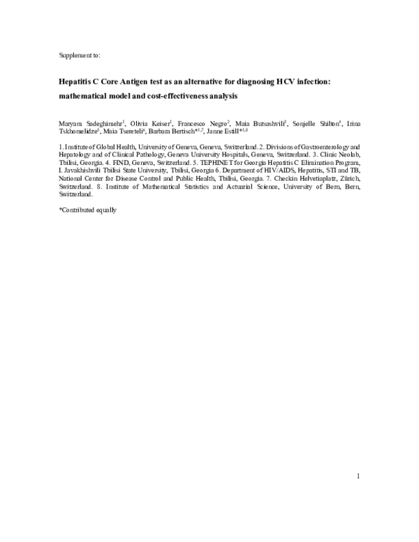 (PDF) Supplementary material of "Hepatitis C Core Antigen test as an ...