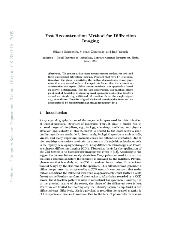 (PDF) Fast Reconstruction Method for Diffraction Imaging