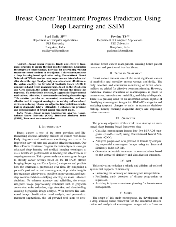 (PDF) Breast Cancer Treatment Progress Prediction Using Deep Learning ...
