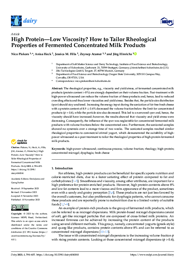 (PDF) High Protein—Low Viscosity? How to Tailor Rheological Properties ...