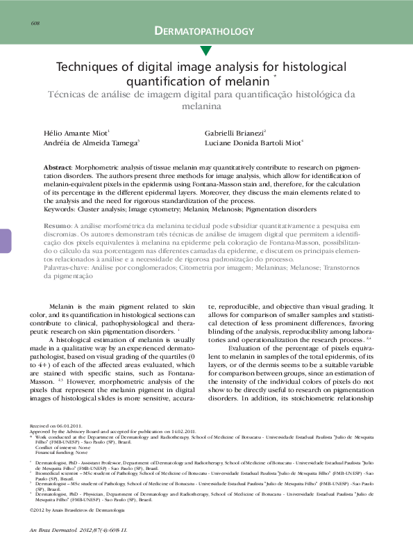 (PDF) Techniques of digital image analysis for histological ...
