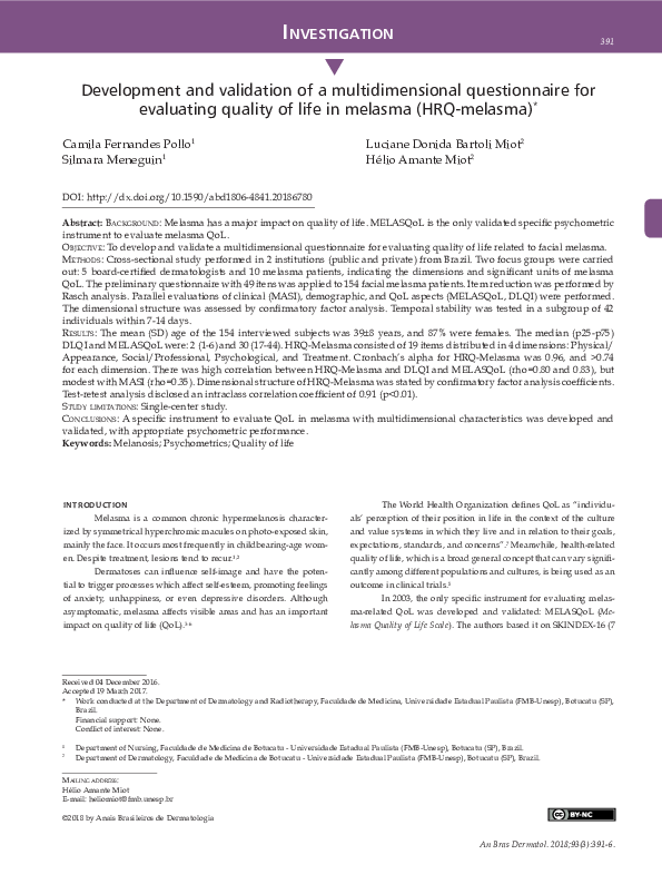 (PDF) Development and validation of a multidimensional questionnaire ...