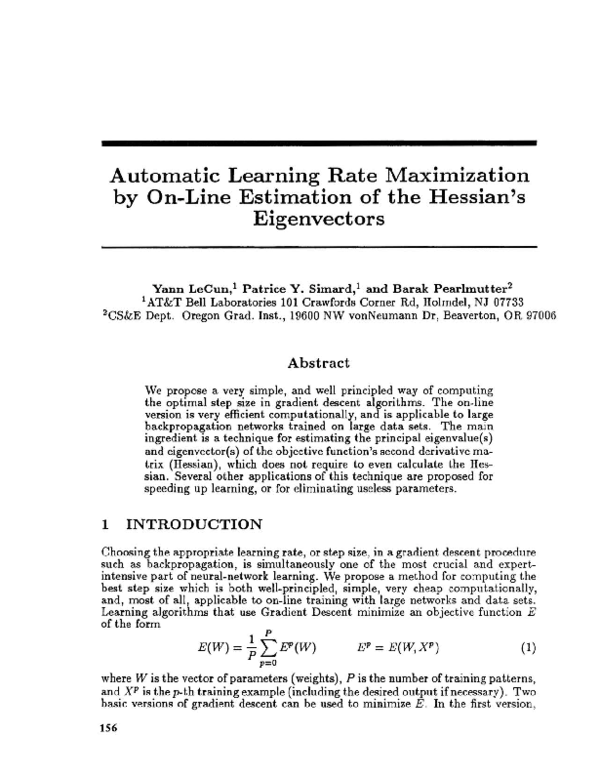 (PDF) Automatic Learning Rate Maximization by On-Line Estimation of the ...