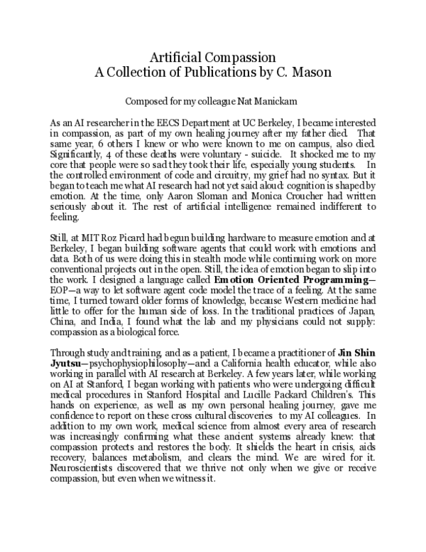 (PDF) Artificial Compassion A Collection of Publications by C. Mason ...