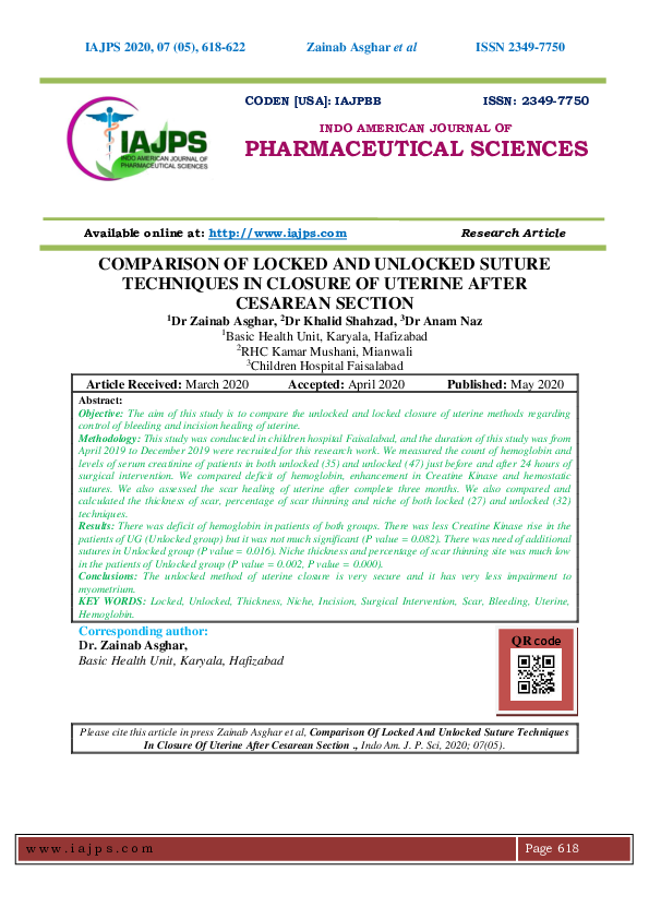 (PDF) Comparison of Locked and Unlocked Suture Techniques in Closure of ...