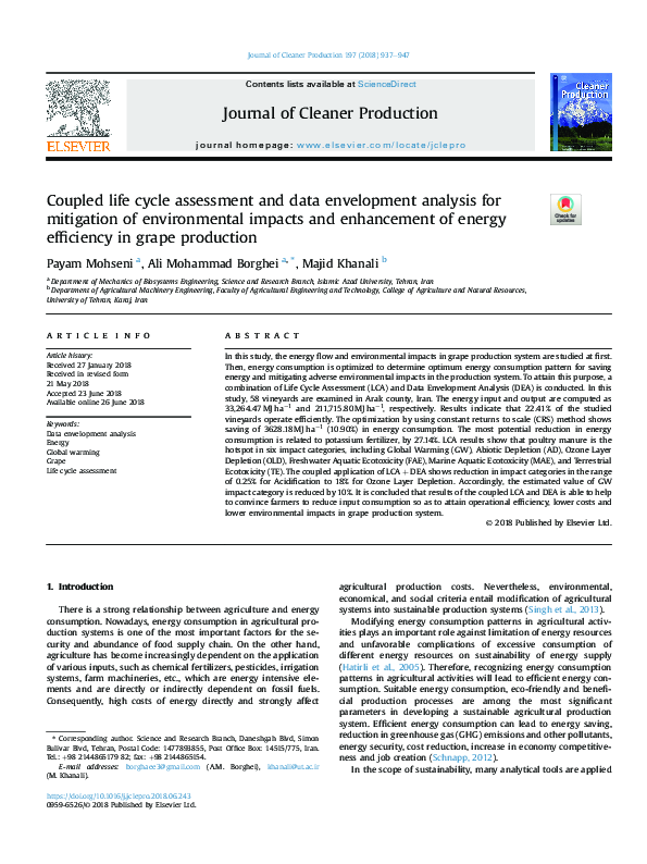 (PDF) Coupled life cycle assessment and data envelopment analysis for ...