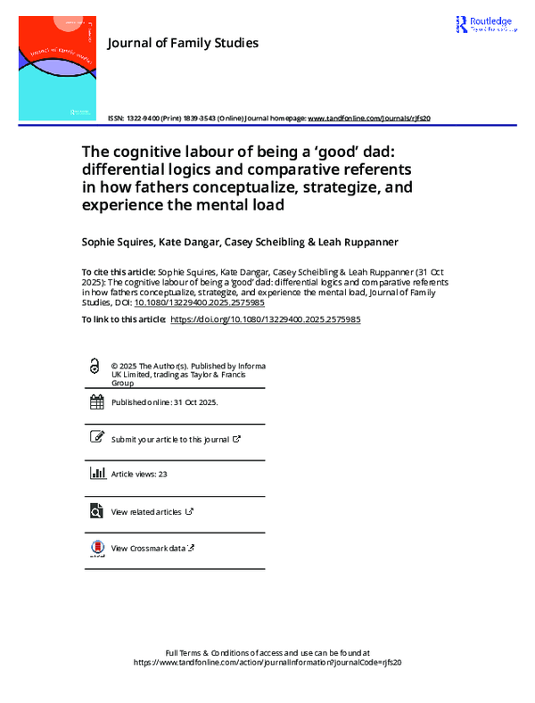 (PDF) The cognitive labour of being a 'good' dad: differential logics ...