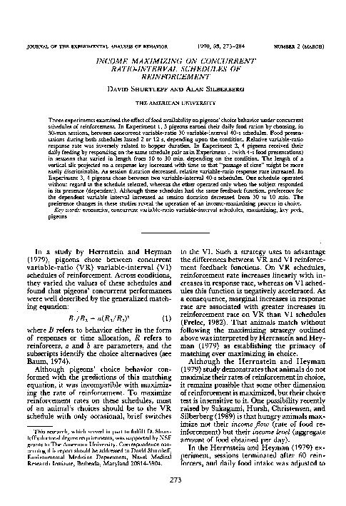 (PDF) Income maximizing on concurrent ratio-interval schedules of ...